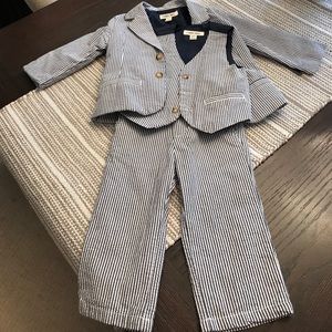 Blue and white striped toddler suit 😍